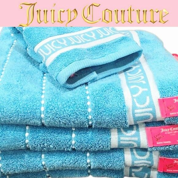 Juicy Couture Home Juicy Logo Textured  Bath & Towel Set - Picture 1 of 10